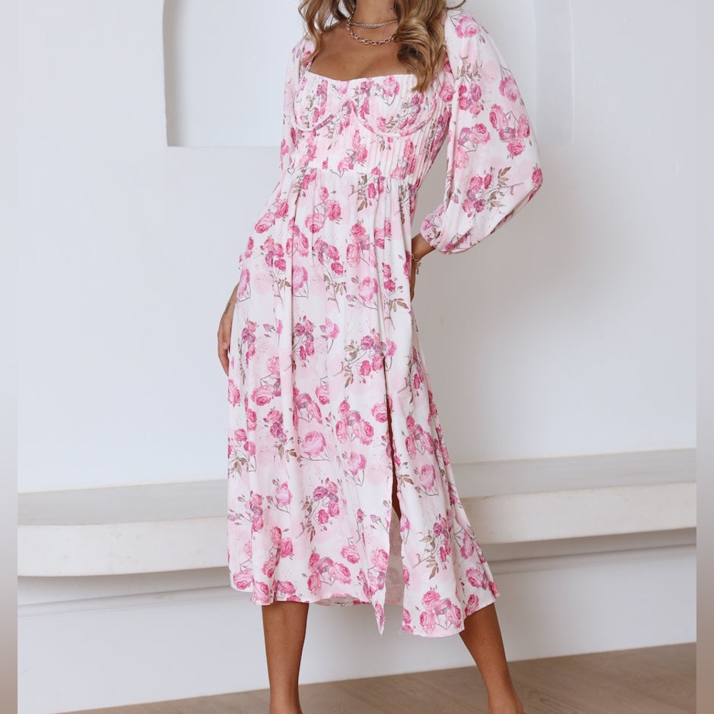 GAL HAVING FUN MIDI DRESS PINK